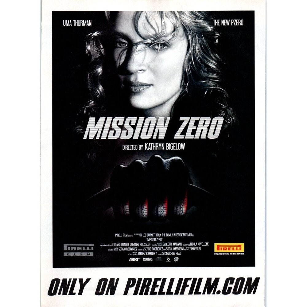 2008 Mission Zero Movie Promo Vintage Print Ad Uma Thurman Pirelli Wall Art